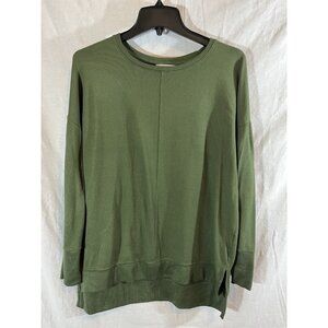 Time & Tru Medium (8-10) Long Sleeve Green Knit Crew Neck Sweater